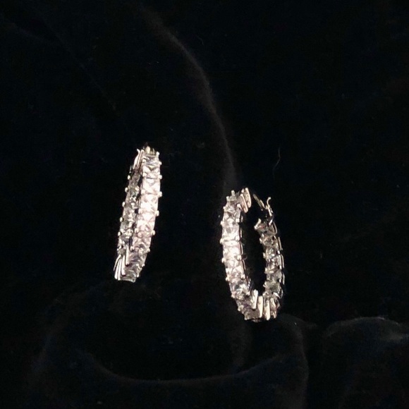 Hoop earrings CZ diamond 17 in each earring. Save Pets in High Kill Shelters - Picture 5 of 9